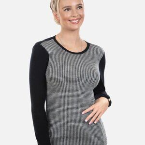 Cashmere Hayden Black White houndstooth sweater